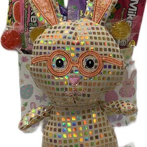 Easter Bunny basket with orange & gold Bunny and treats